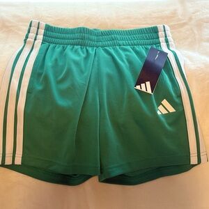 Adidas Teal Shorts with White Stripes